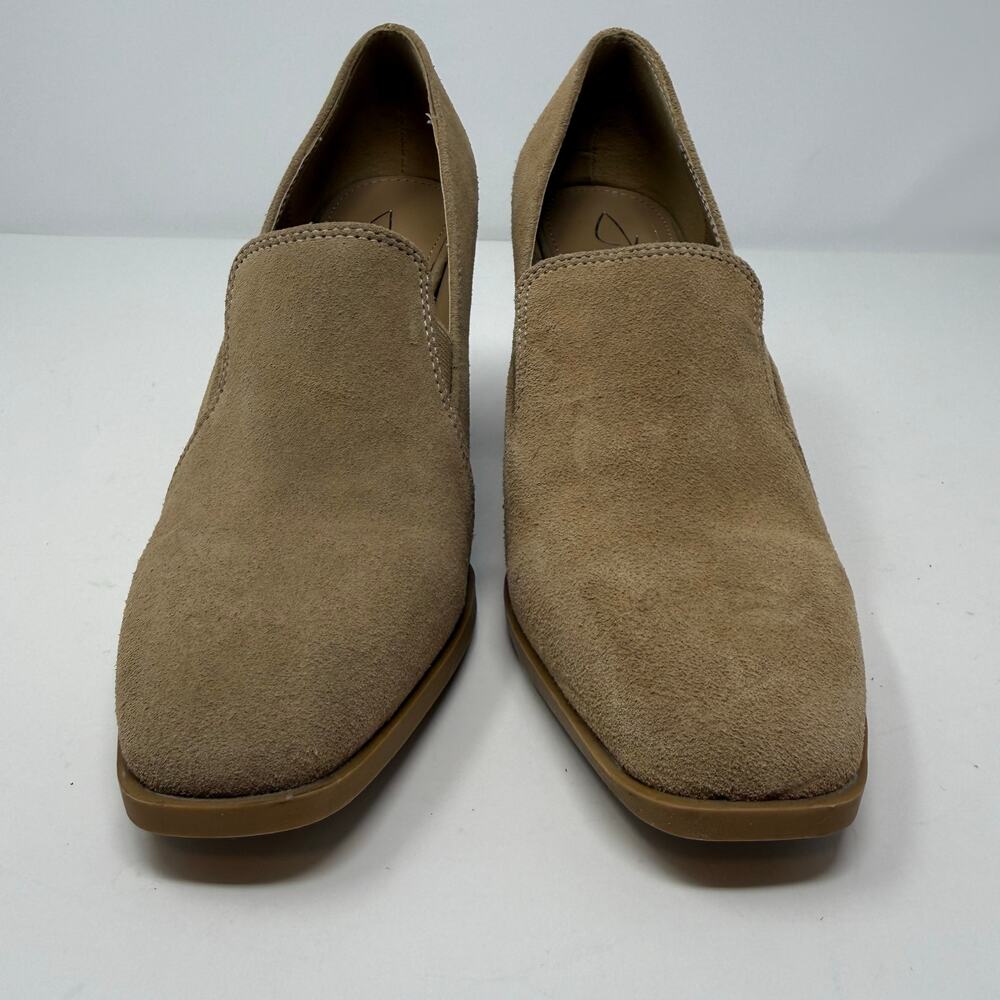 Joie Wevenly Suede Block Heel Loafers Women's 7.5 Tan Neutral High Heel NWOT - Picture 2 of 11